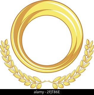 Frame Gold Circle Badge Laurel Ornament Decorative Vector Drawing Stock Vector