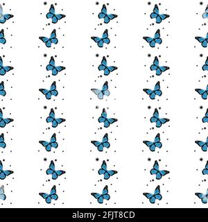 Set of hand drawn butterflies. Entomological collection of highly detailed hand drawn butterflies. Retro vintage style. Seamless pattern. Vector Stock Vector
