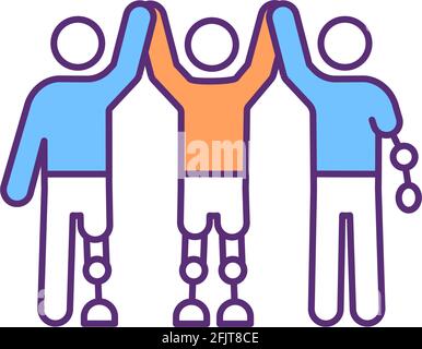 Prosthetic support group RGB color icon Stock Vector