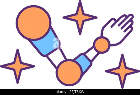 Myoelectric prosthetic hand RGB color icon Stock Vector