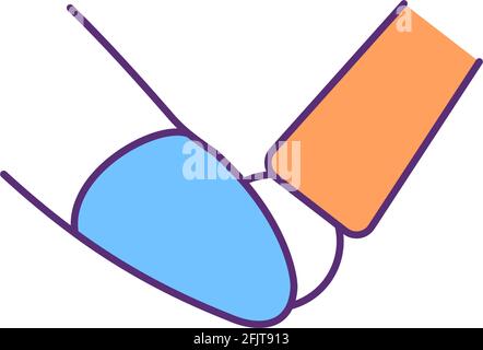 Artificial elbow and arm RGB color icon Stock Vector