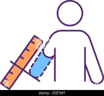 Residual limb length measurement RGB color icon Stock Vector