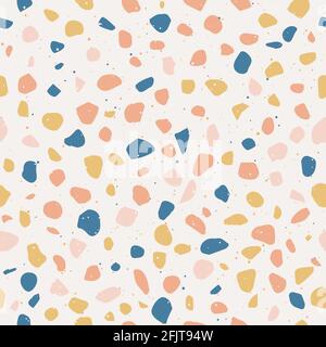 Terrazzo flooring vector seamless pattern. Classic venetian terrazzo style of floor of stone, granite, quartz. Stock Vector