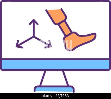 Prosthesis design RGB color icon Stock Vector