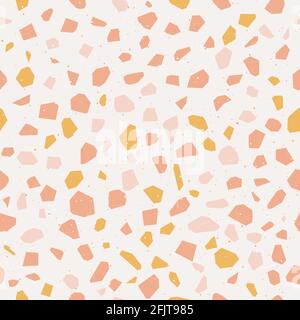 Terrazzo flooring vector seamless pattern. Classic venetian terrazzo style of floor of stone, granite, quartz. Stock Vector