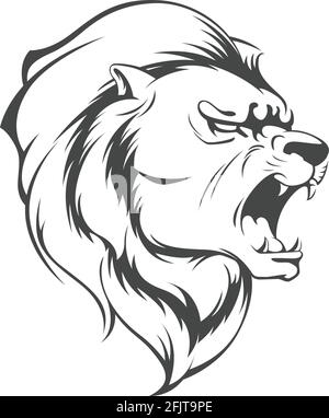 Lion Roaring Vector Silhouette Stock Vector