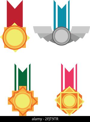 Military Ribbon Medals Award Achievement Cartoon Vector Drawing Stock Vector