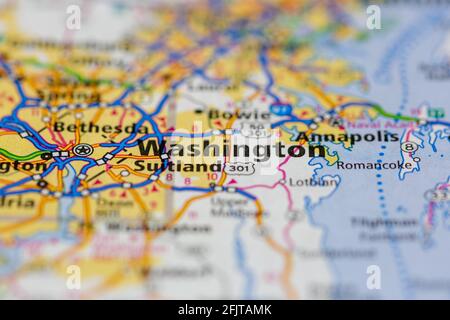 Washington DC USA and surrounding areas Shown on a road map or Geography map Stock Photo