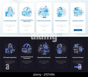 Oil value features onboarding mobile app page screen with concepts Stock Vector