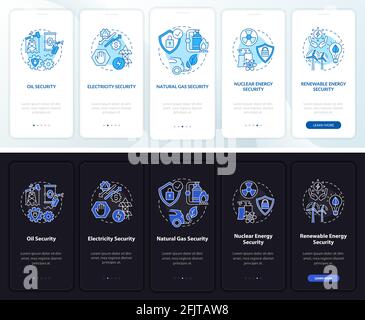 Power secure types onboarding mobile app page screen with concepts Stock Vector