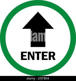 Enter up Arrow sign. Green circle background. Safety signs and symbols. Stock Vector