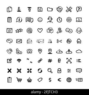 Naive style icon set. Doodle ink Set of icons with elements for mobile concepts and web apps. Vector hand drawn naive style line icons. Stock Vector