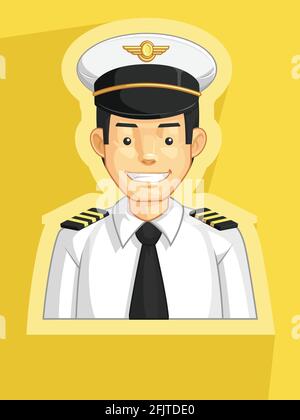 Mascot Pilot Air Force Officer Profile Avatar Cartoon Illustration Stock Vector