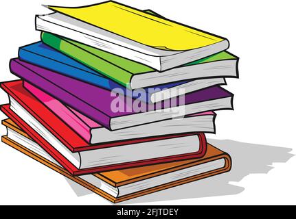 Colorful Study Text Books Pile Education Cartoon Illustration Vector Stock Vector