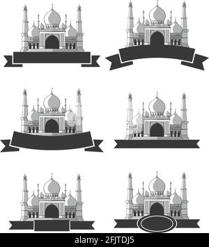 Silhouette Mosque Islamic Masjid Ramadan Greeting Vector Illustration Stock Vector