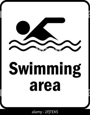 Swimming area sign. Water safety signs and symbols. Stock Vector