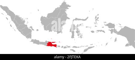 Jawa timur province isolated on indonesia map. Gray background. Business concepts and backgrounds. Stock Vector
