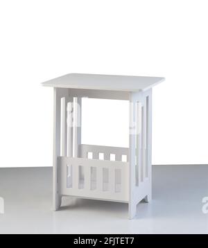 white side wooden table isolated on white background Stock Photo