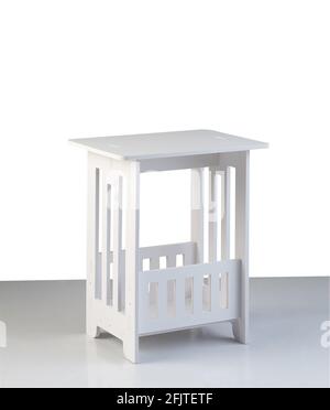 white side wooden table isolated on white background Stock Photo
