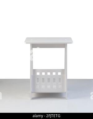 white side wooden table isolated on white background Stock Photo