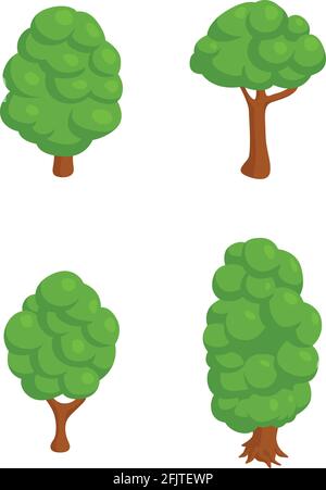 Isometric Tree Game Asset Cartoon Vector Illustration Drawing Stock Vector