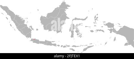 Jakarta raya province isolated on indonesia map. Gray background. Business concepts and backgrounds. Stock Vector