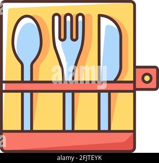 Picnic cutlery RGB color icon Stock Vector
