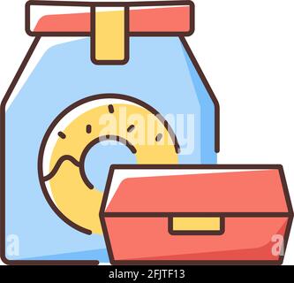 Take away food RGB color icon Stock Vector