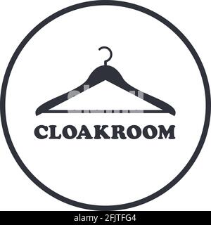 Cloakroom sign vector design. Clothes hanger wardrobe icon. Stock Vector