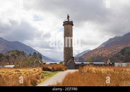 Glenfinnan, Lochaber, UK. 26th April 2021. Sunny and cloudy afternoon after heavy morning rain at Glenfinnan monument. Temperature of 10 degrees centigrade. Credit: Arch White/Alamy Live News. Stock Photo