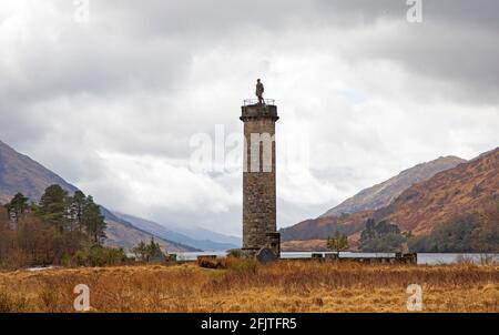 Glenfinnan, Lochaber, UK. 26th April 2021. Sunny and cloudy afternoon after heavy morning rain at Glenfinnan monument. Temperature of 10 degrees centigrade. Credit: Arch White/Alamy Live News. Stock Photo