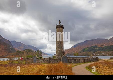 Glenfinnan, Lochaber, UK. 26th April 2021. Sunny and cloudy afternoon after heavy morning rain at Glenfinnan monument. Temperature of 10 degrees centigrade. Credit: Arch White/Alamy Live News. Stock Photo