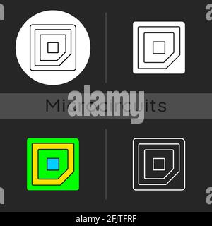 Cpu corner mark dark theme icon Stock Vector