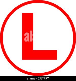 Learning driver sign. Red circle background. Windows car sticker. Safety signs and symbols. Stock Vector