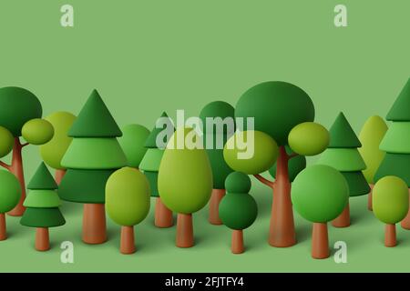 Forest set in green background. Vector illustration Stock Vector