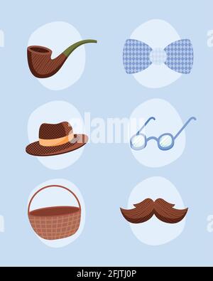 fathers day set six icons Stock Vector Image & Art - Alamy