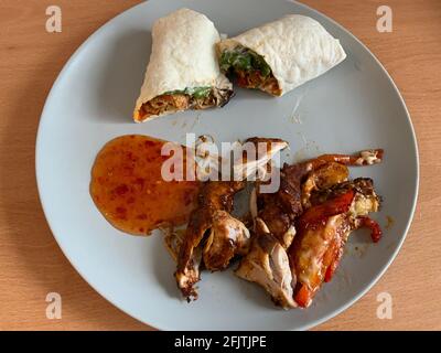 Making chicken wrap Stock Photo