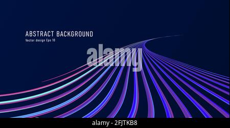 Abstract blue track or path formed by cool lines, highway graphic illustration in perspective, wallaper Stock Vector