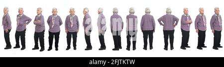 large group of same senior woman on white background Stock Photo