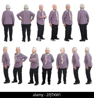 group of same senior woman on white background Stock Photo