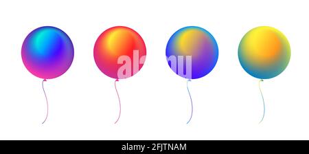 Set of glossy round gradient balloons isolated on white background. Holiday graphic element design realistic baloon Stock Vector