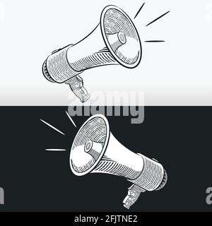 Sketch Megaphone Horn Loudspeaker Outline Doodle Vector Drawing Stock Vector