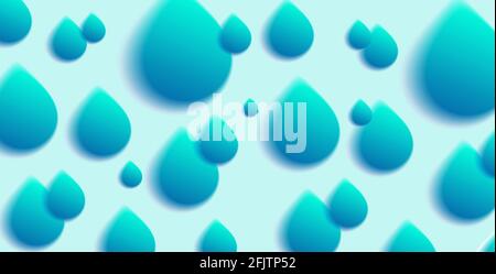 Background with blue blured water drops design element, abstract background, wallpaper Stock Vector