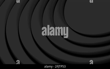 Abstract background, black 3d circles forming alyers or steps, backdrop for poster or digital banner, abstract wallpaper composition Stock Vector