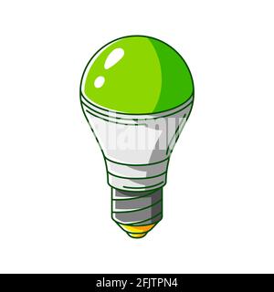 Illustration of energy saving light bulb. Ecology icon and green energy image for environment protection. Stock Vector