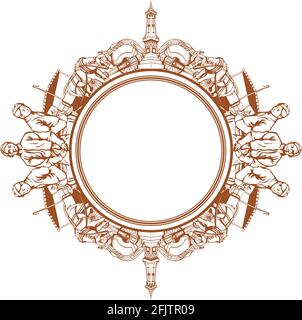 Frame Traditional Java Ornament Decorative Silhouette Vector Drawing Stock Vector