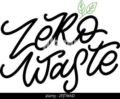 Concept Zero Waste handwritten text title sign. Vector Stock Vector