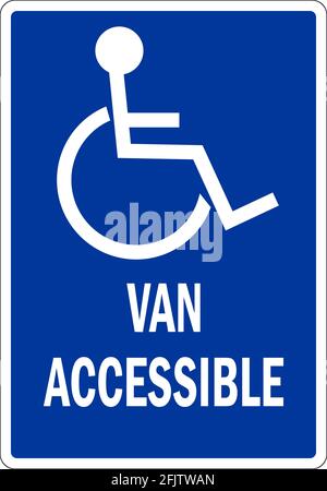 van accessible handicap parking sign. Traffic signs and symbols. Stock Vector