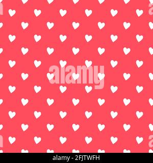 Abstract white heart printed seamless pattern on Light red background. Fabric designs and backgrounds. Stock Vector