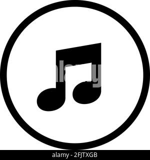 Ringtone icon or music sign. Black circle background. Stock Vector
